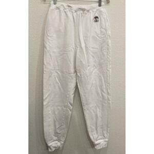 Women's‎ LRL White Sweat pants Large Vintage Monogram Lauren Ralph Lauren Cotton